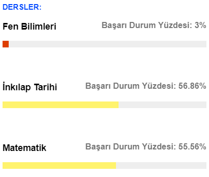 Ders Başarı Yüzdeleri
